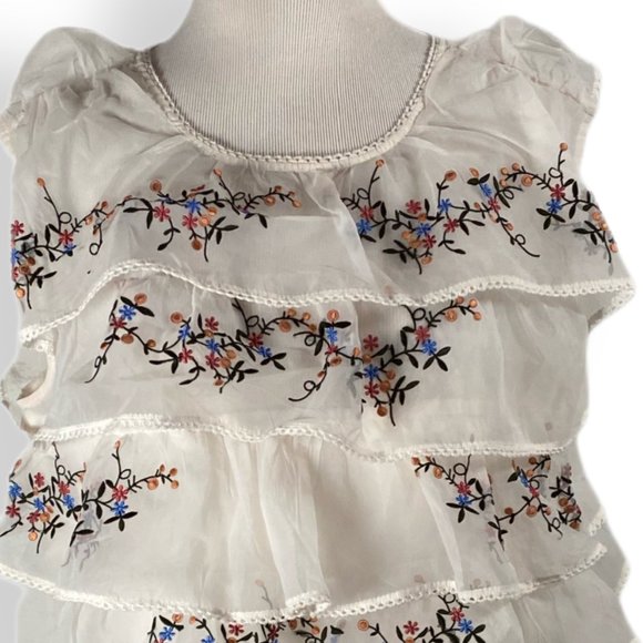 Anthropologie, Seen Worn Kept, EUC, Flutter, White, Sleeveless Ruffle, Top, Med - Picture 6 of 13
